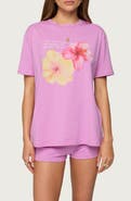 EDIKTED Fleur Hibiscus Graphic T-Shirt