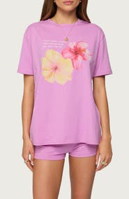 EDIKTED Fleur Hibiscus Graphic T-Shirt