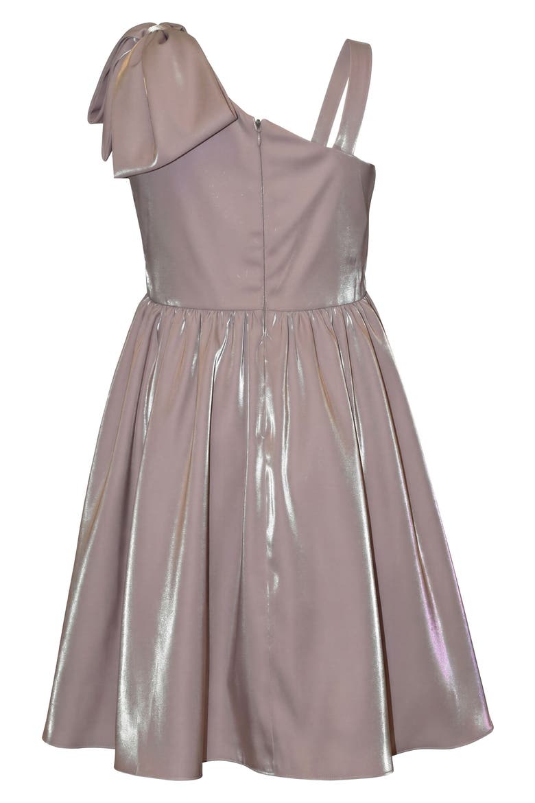 Kids' One Shoulder Shimmer Dress, Alternate, color, TAUPE