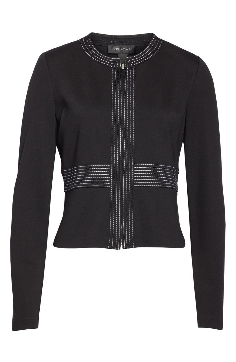 St. John Collection Defined Topstitching Milano Knit Jacket, Alternate, color,