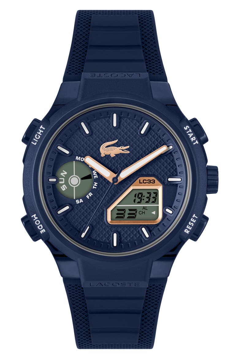 LC33 Silicone Strap Watch, 45mm, Main, color, NAVY