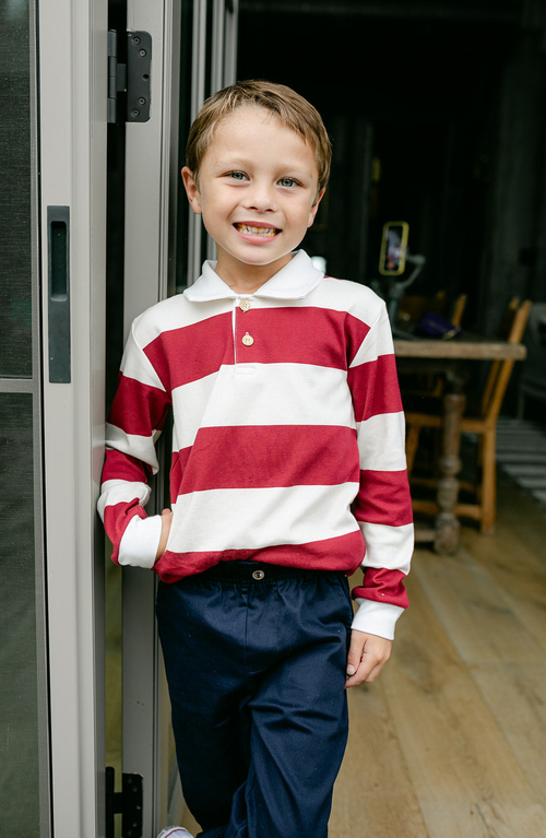 Little Paper Kids Reid Long Sleeve Polo In Multi