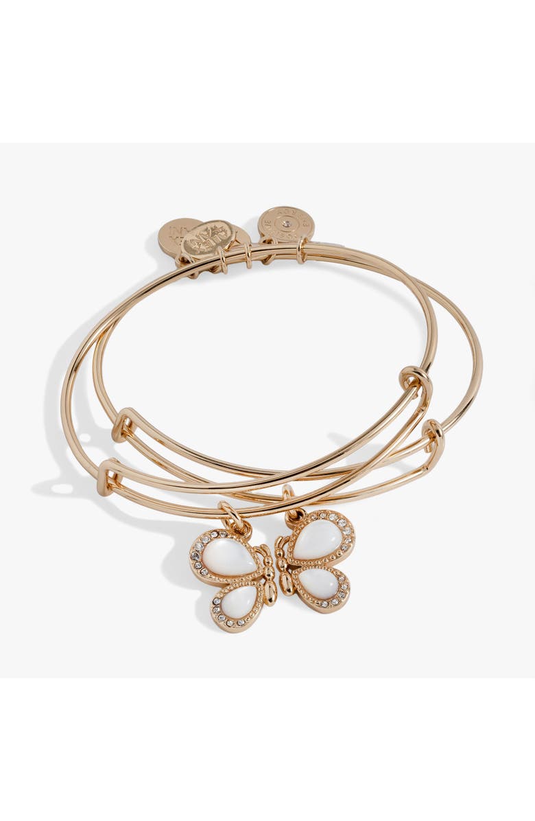 Alex and Ani Perfect Pairs- Butterfly Wings Bangle Set of 2, Main, color, Gold