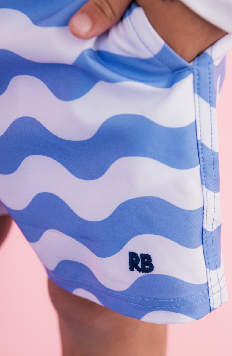 RuggedButts Kids' Print UPF 50+ Swim Trunks, Alternate, color, Blue