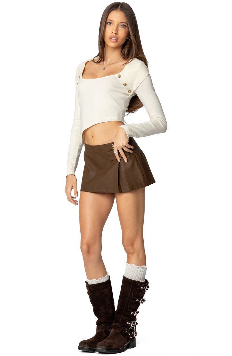 EDIKTED Sorrel Asymmetric Knit Crop Top, Alternate, color, Cream