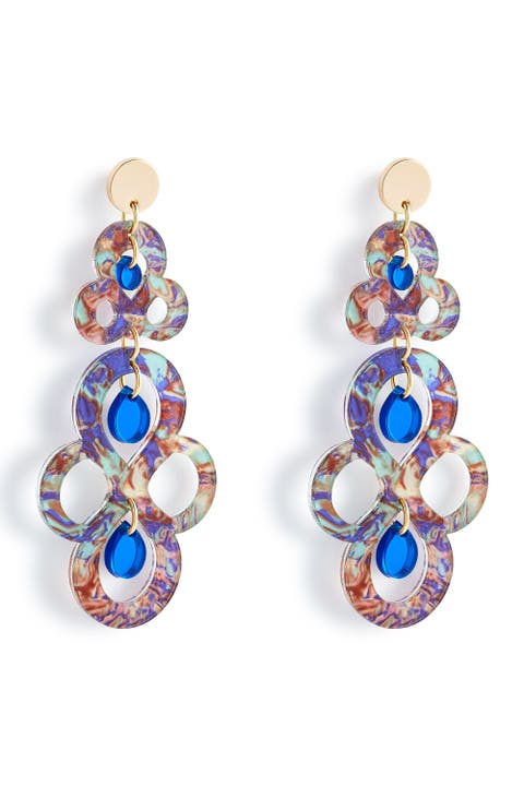 Batik Earrings - Blue Splatter & Blue Mirror