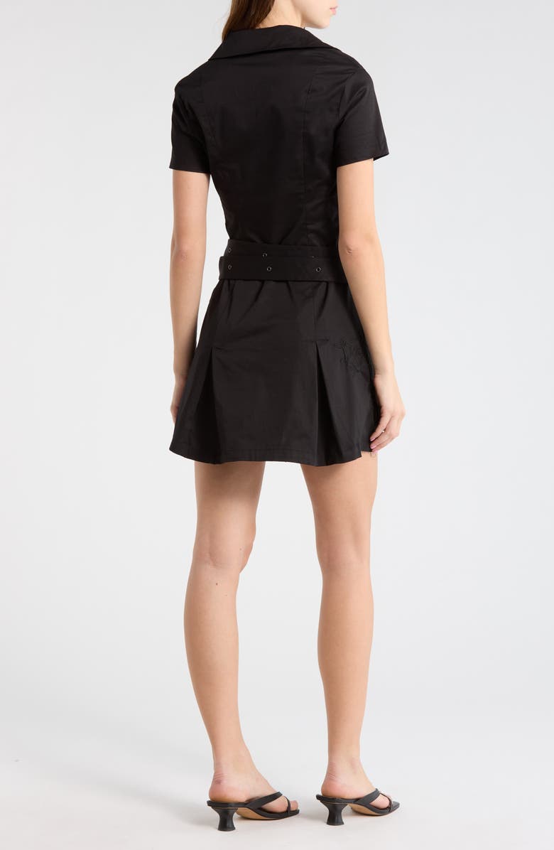 Desigual Short Sleeve Belted Cotton Blend Minidress, Alternate, color, Anthracite Gray