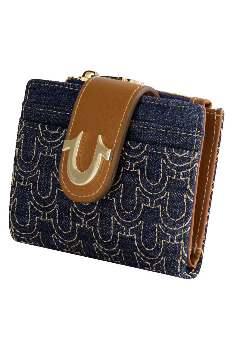 Horseshoe Quilted Small Wallet, Alternate, color, DARK DENIM