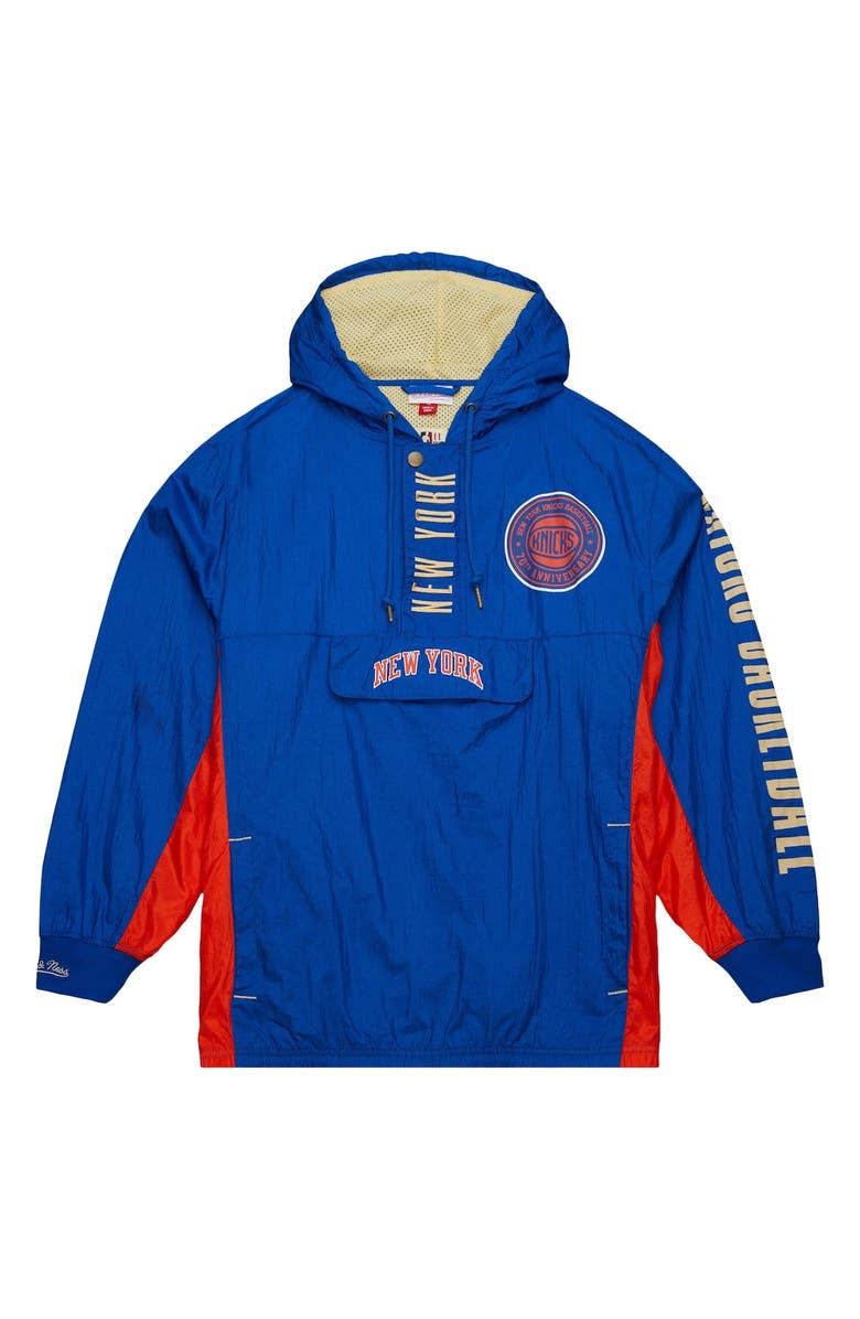 Mitchell & Ness Men's Mitchell & Ness Blue New York Knicks Big & Tall Hardwood Classics Team OG 2.0 Anorak Hoodie Quarter-Zip Windbreaker Jacket, Alternate, color, Blue