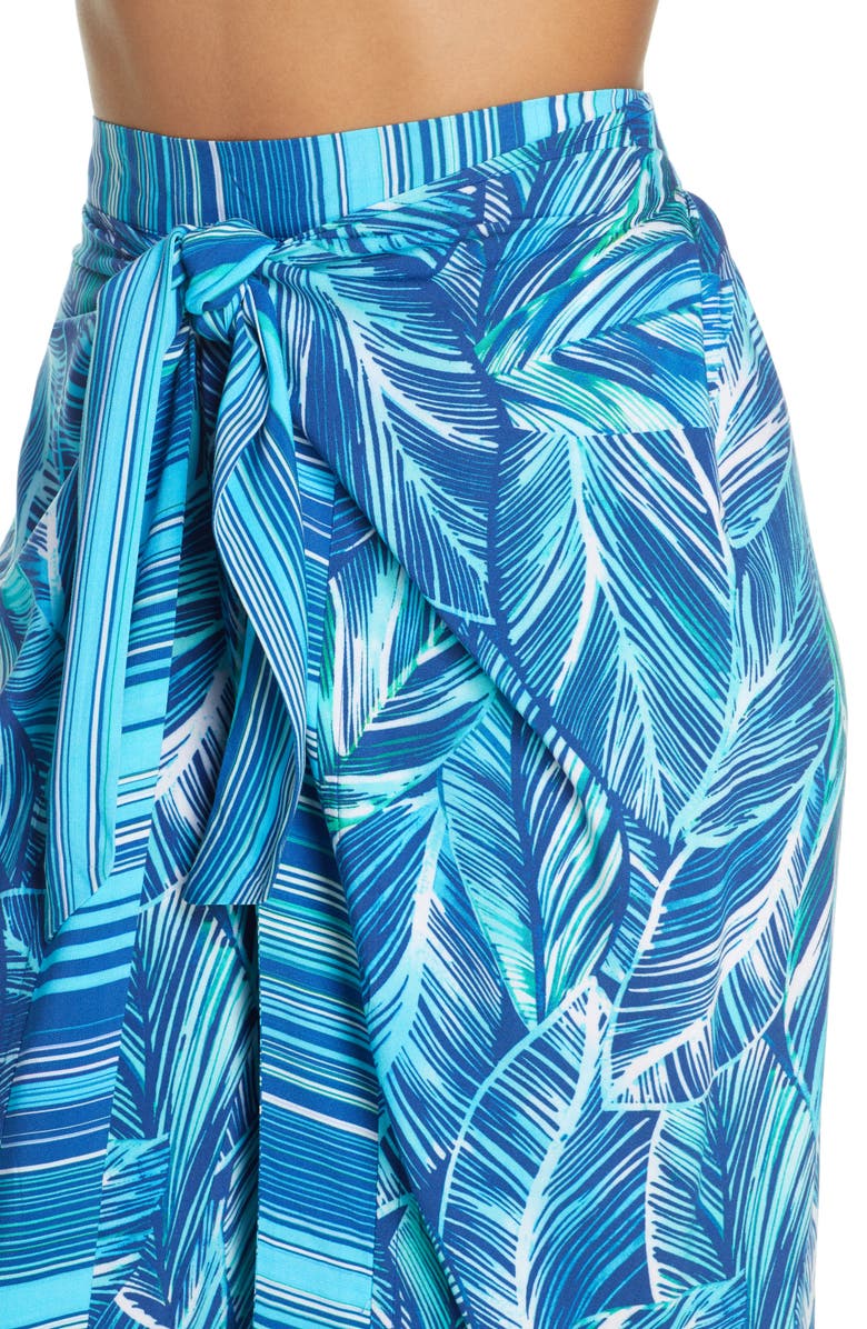 La Blanca Sketched Leaves Side Slit Cover-Up Pants, Alternate, color,