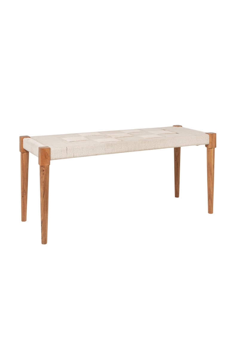 Handwoven Bench with Tapered Legs, Main, color, Beige