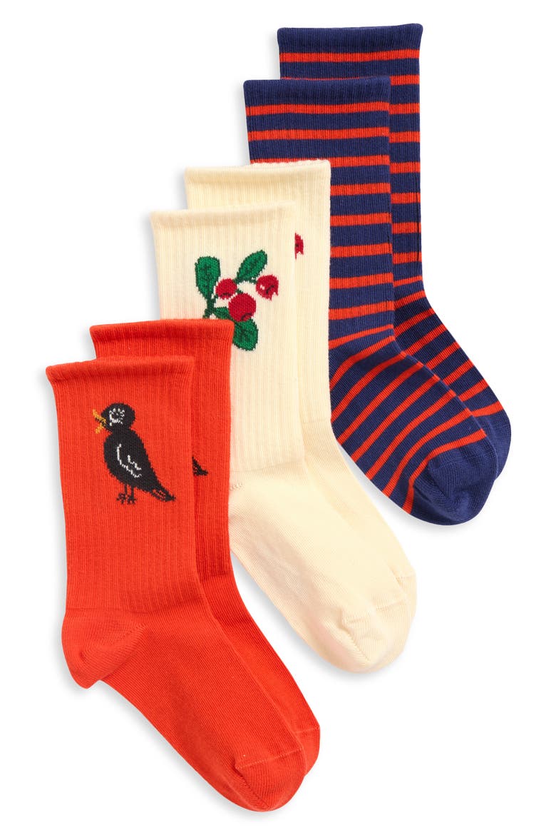 Kids' Assorted 3-Pack Stretch Cotton Blend Crew Socks, Main, color, IVORY MULTI