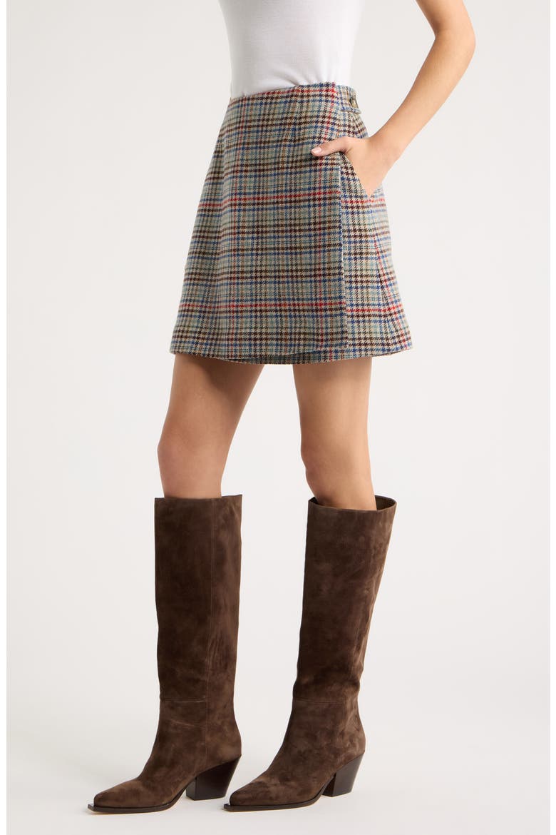 Margo Wool Wrap Miniskirt, Alternate, color, CAMEL BRIGHTS CHECK
