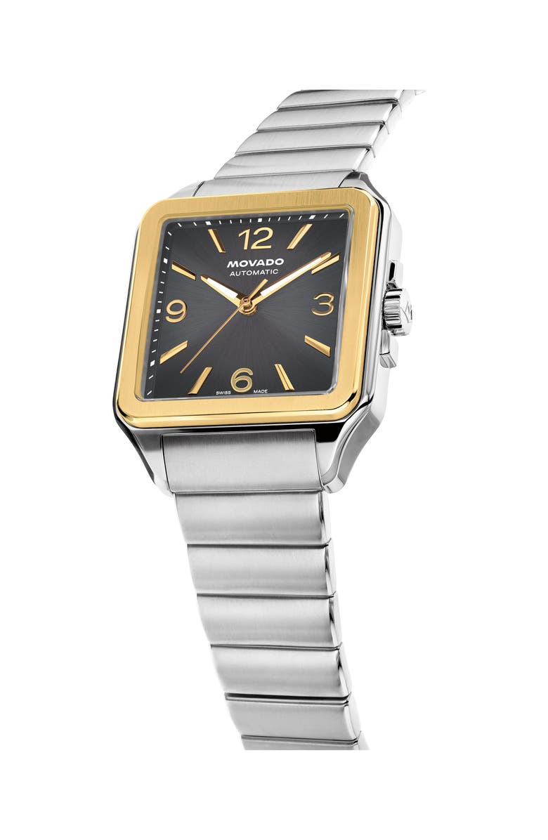 Movado The Heritage 1917 Leather Strap Watch, 35mm x 45.2mm, Alternate, color, Gray