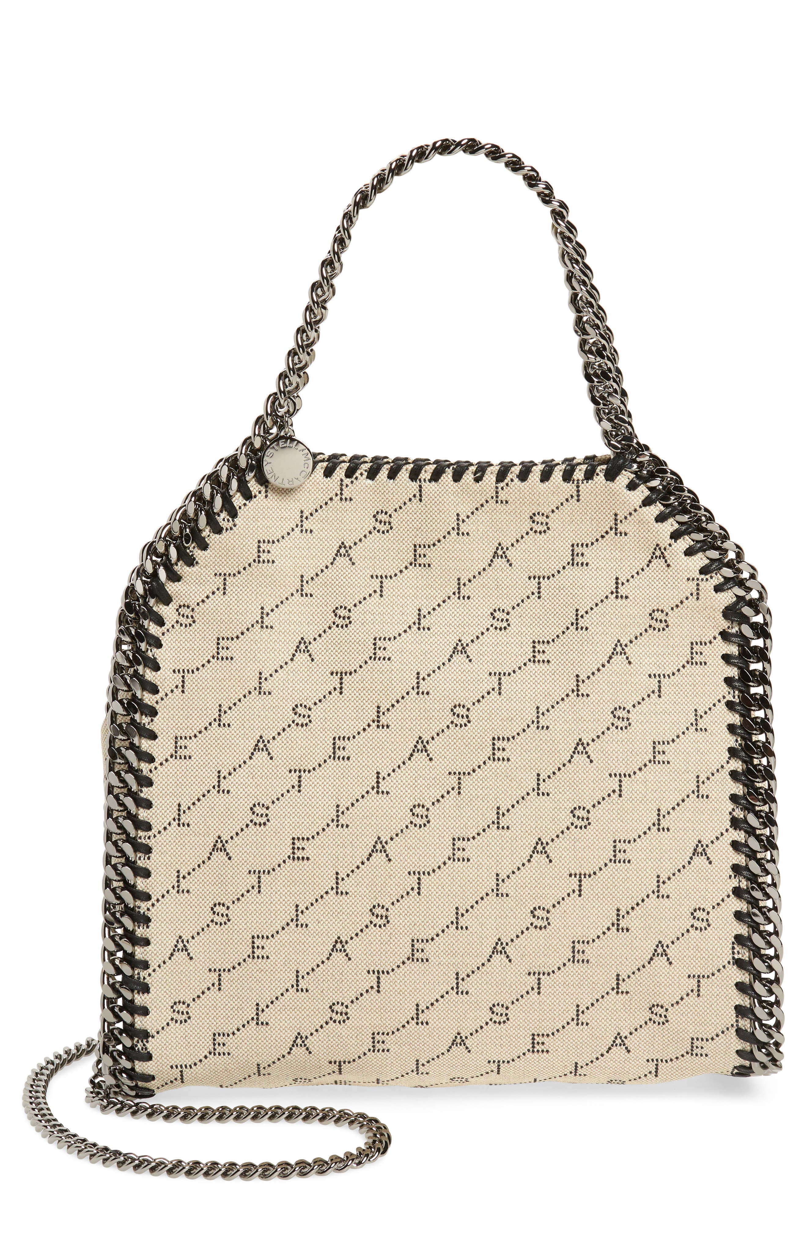 Stella McCartney Mini Falabella Logo Canvas Tote, Main, color, 
