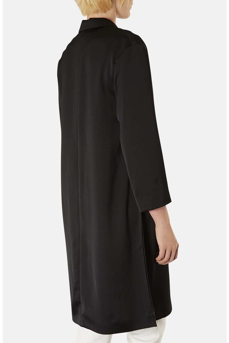 Side Split Satin Coat, Alternate, color, BLACK