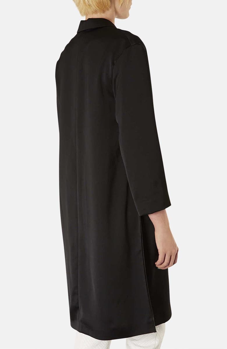 Topshop Side Split Satin Coat, Alternate, color,