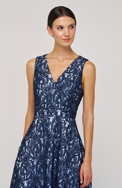 Kay Unger Danielle Sleeveless Lace Dress In Blue