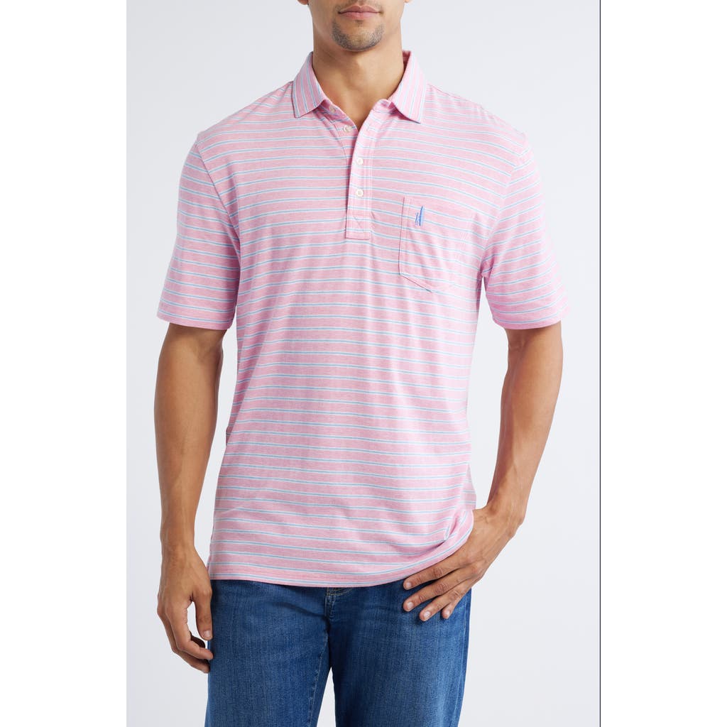 Johnnie-o Michael Stripe Performance Golf Polo In Petal