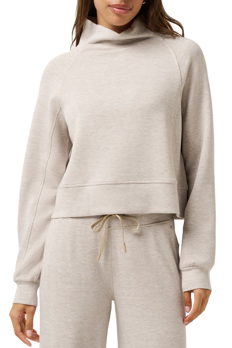 Skyloft Soft Funnel Neck Sweatshirt, Main, color, HEATHER SAVANNAH TAN