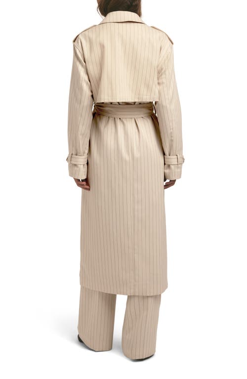 Favorite Daughter The Charles Pinstripe Trench Coat In Warm Sand Pinstrip