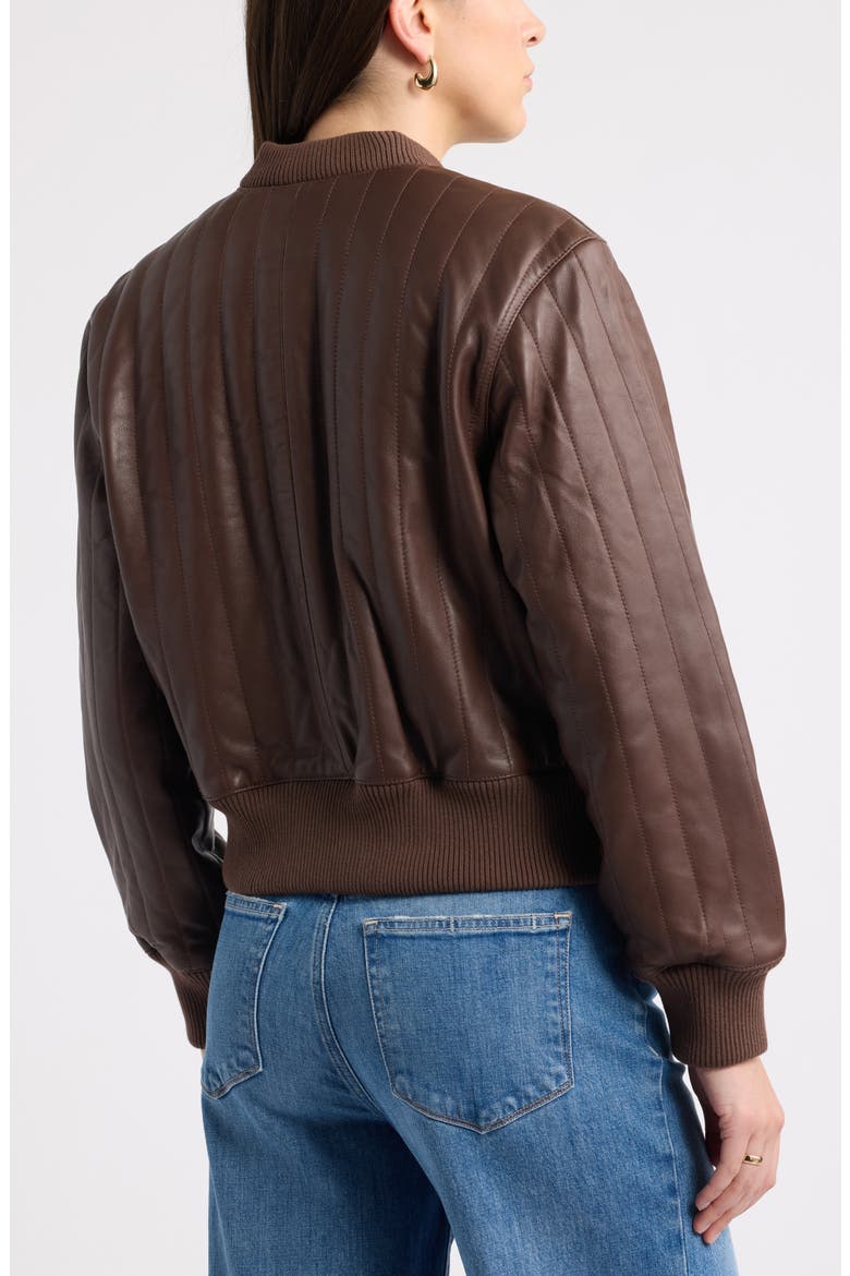 Quilted Leather Bomber Jacket, Alternate, color, BROWN CHICORY