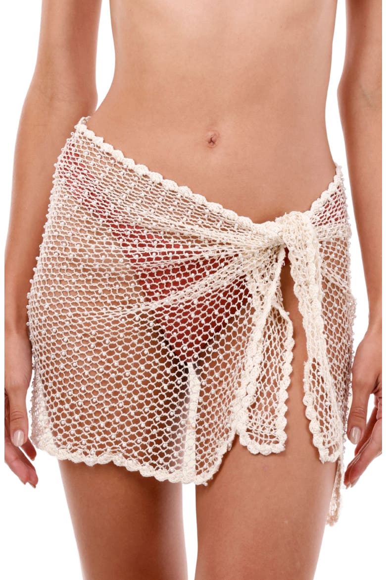 Malla Perla Sol Suri Faux Pearl Sheer Cotton Blend Cover-Up Pareo, Main, color, MALLA PERLA