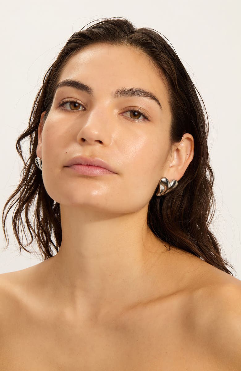 Adornia Water Resistant Heart Stud Earrings, Alternate, color, Silver