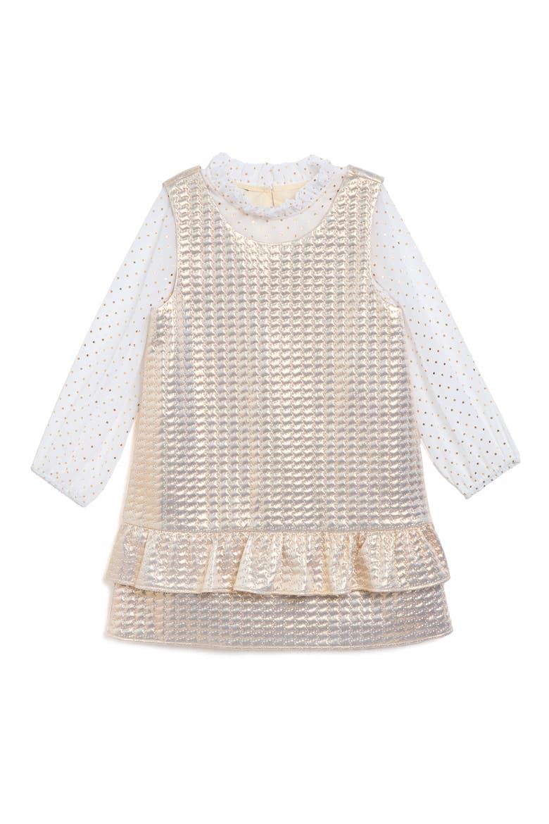 Blair Long Sleeve Top & Brocade Dress, Main, color, GOLD