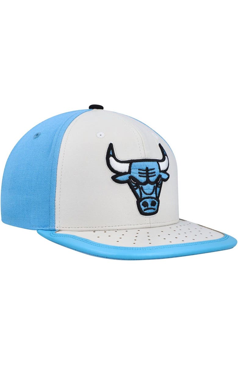 Mitchell & Ness Men's Mitchell & Ness White/Light Blue Chicago Bulls Day One Snapback Hat, Alternate, color,