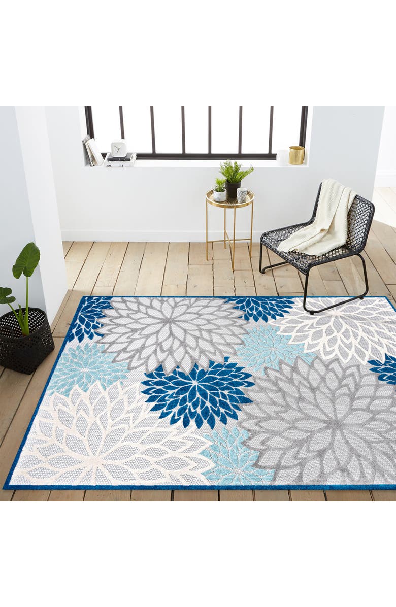 JONATHAN Y Minori Floral High-Low Indoor/Outdoor Area Rug, Alternate, color, Blue/Gray