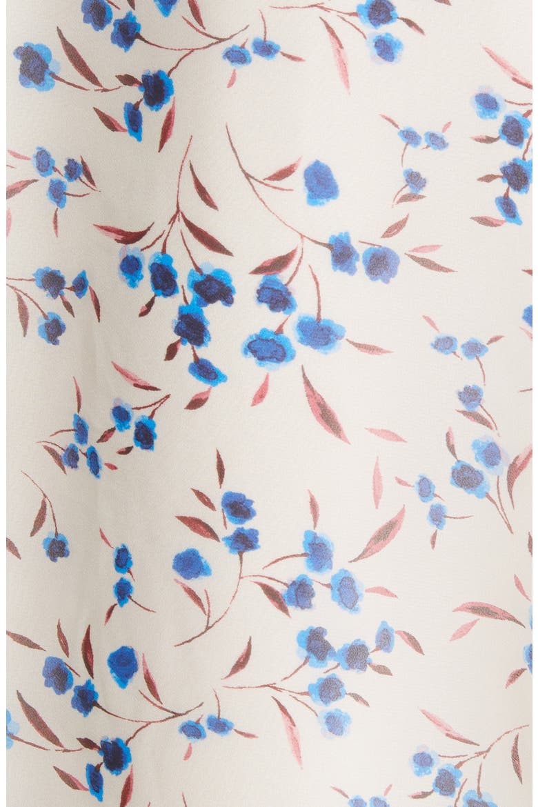 Floral Print Belted Midi Dress, Alternate, color, IVORY