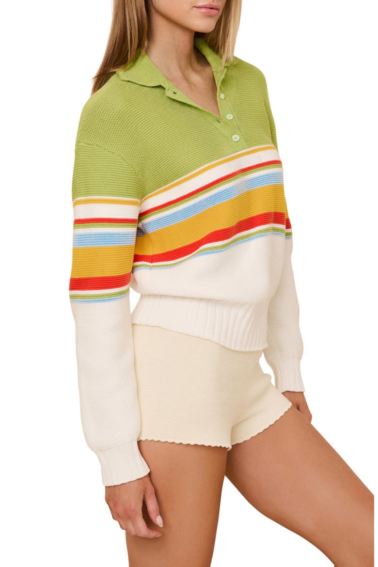 The Cleo Placed Stripe Cotton Sweater, Alternate, color, ST. BARTHS STRIPE