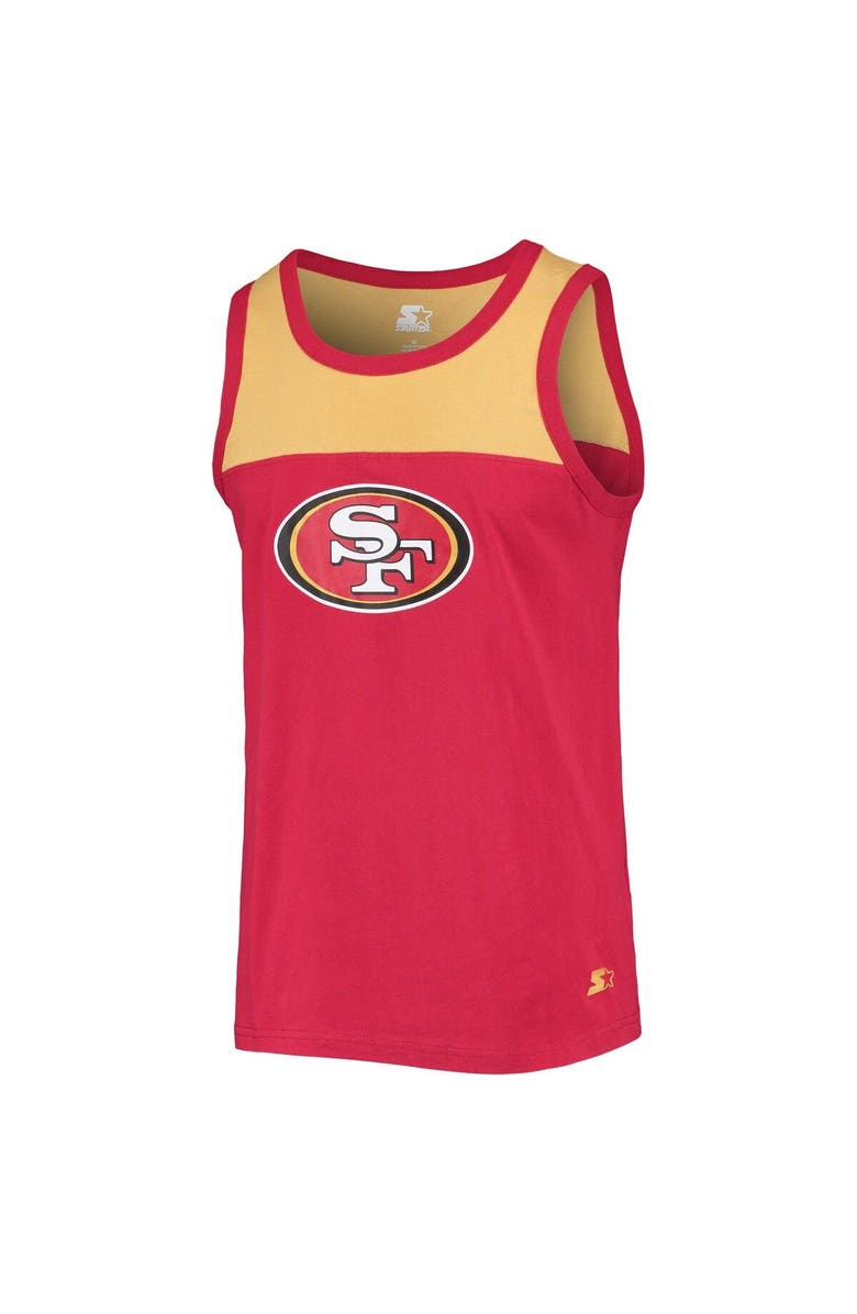 STARTER Men's Starter Scarlet/Gold San Francisco 49ers Team Touchdown Fashion Tank Top, Alternate, color,