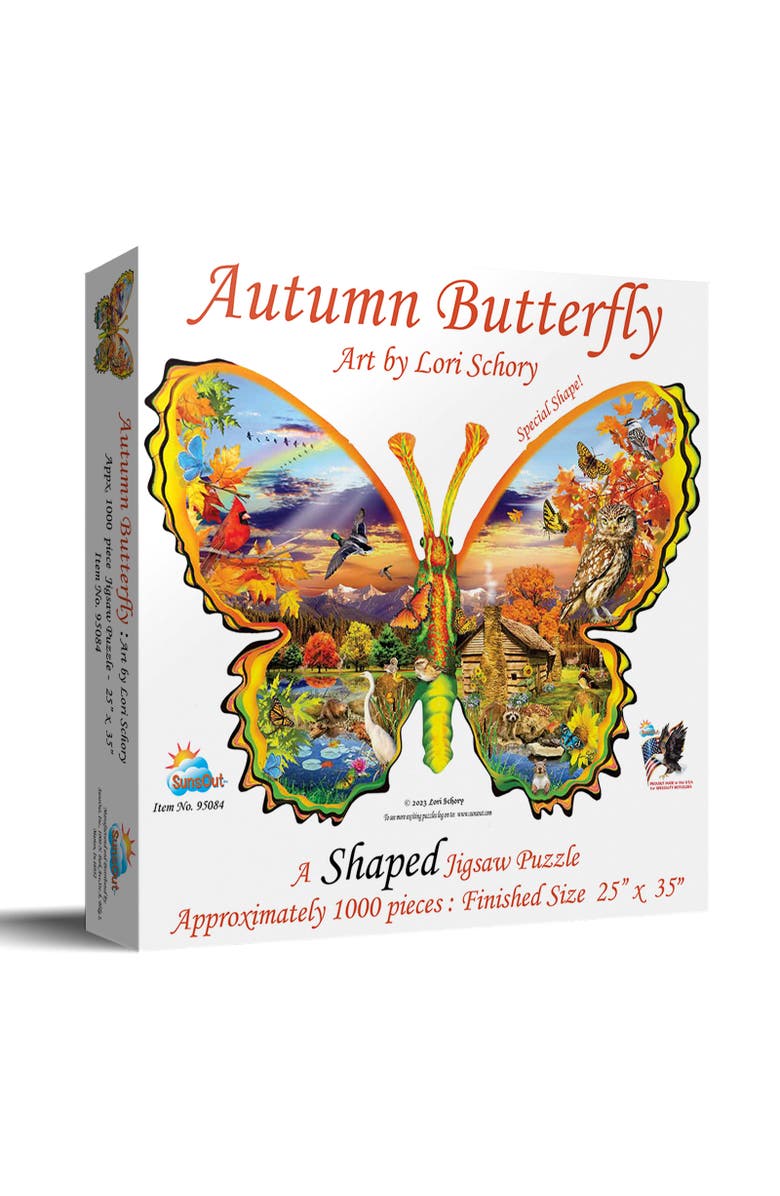 Sunsout Autumn Butterfly 1000 piece Jigsaw Puzzle for Adults Special Shape, Main, color, Multicolor