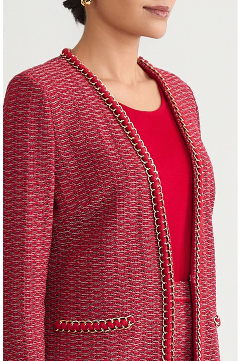 Heritage Whipstitch Chain Trim Knit Jacket, Alternate, color, Holiday/Twig/Black