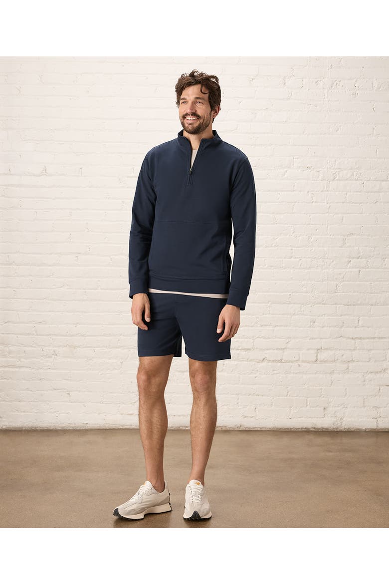 Organic Cotton Stash French Terry Quarter Zip, Alternate, color, Midnight Blue