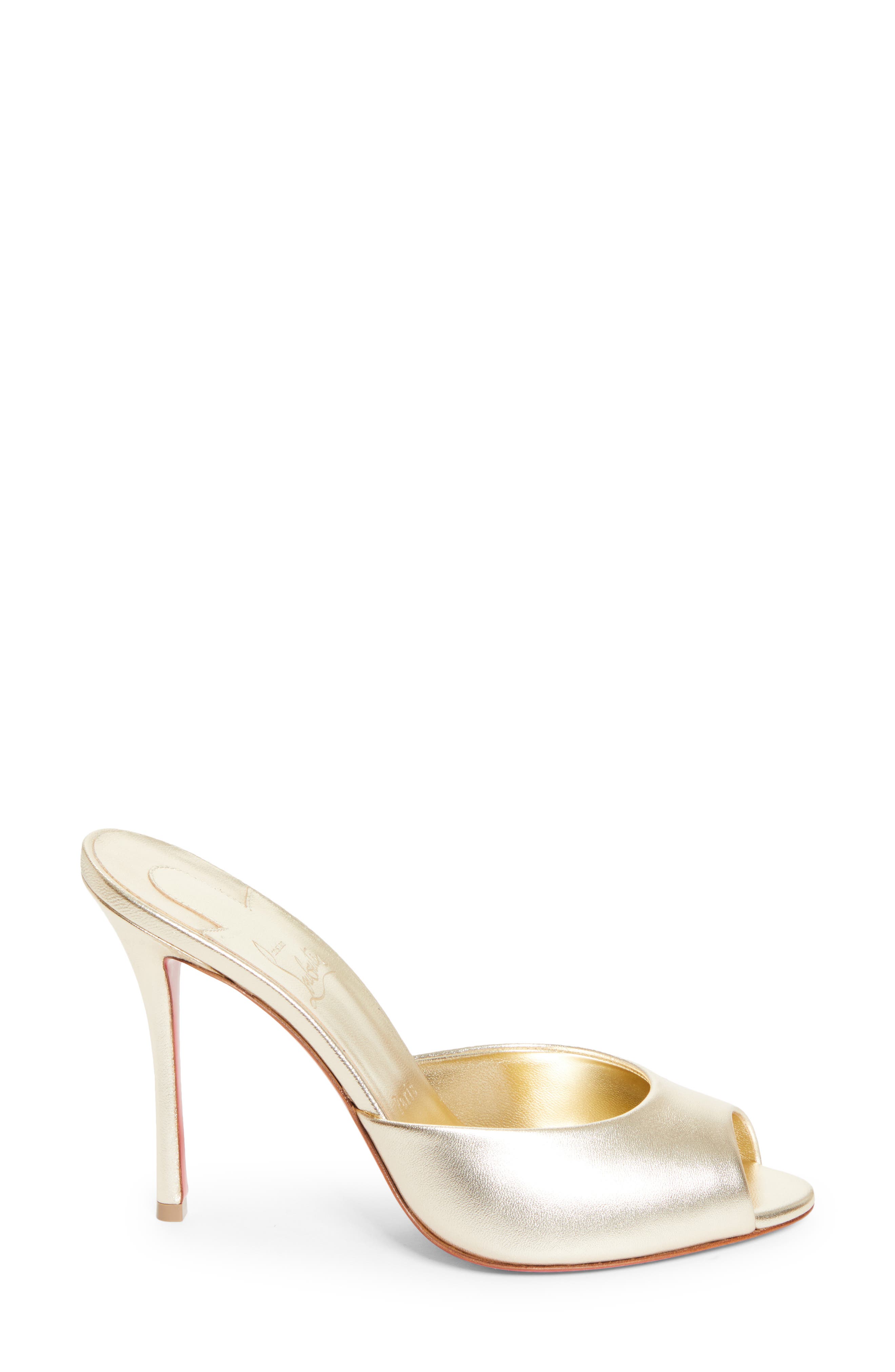 Christian Louboutin Me Dolly Peep Toe Slide Sandal, Alternate, color, Sahara/ Gold