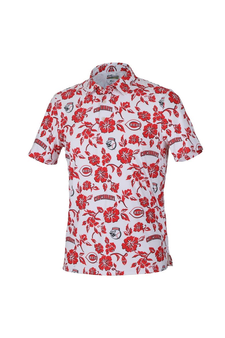 Men's Reyn Spooner  White Cincinnati Reds Pua Performance Polo, Alternate, color, White