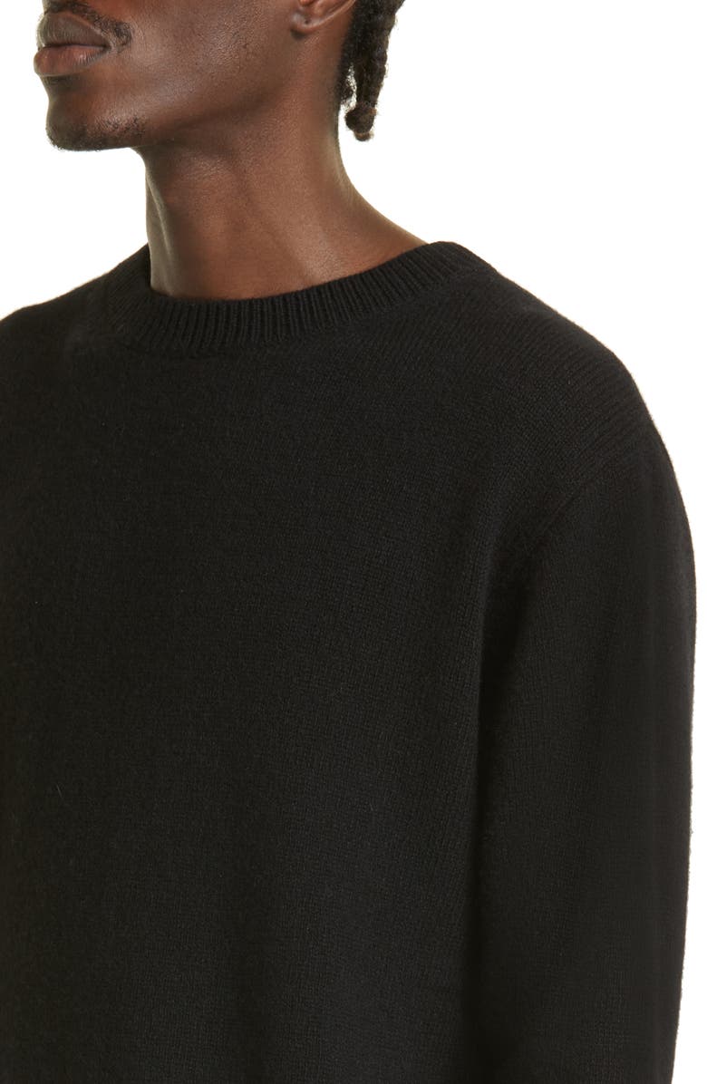 The Elder Statesman Gender Inclusive Simple Cashmere Sweater, Alternate, color, Black