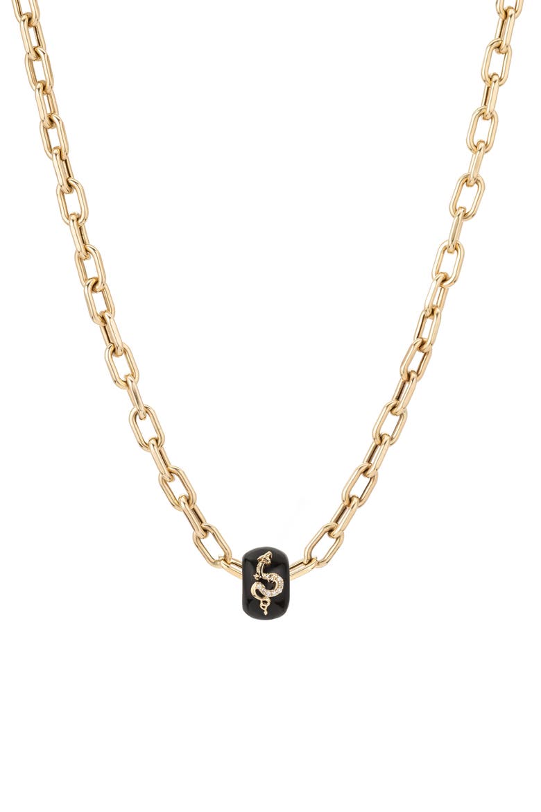 14K Pavé Diamond Dragon Big Bead Necklace, Main, color, YELLOW GOLD