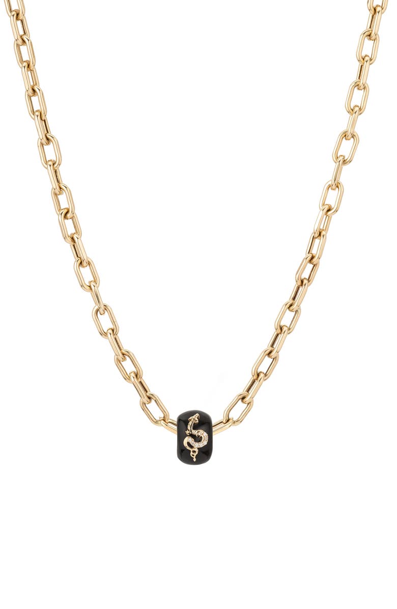 Adina Reyter 14K Pavé Diamond Dragon Big Bead Necklace, Main, color, Yellow Gold