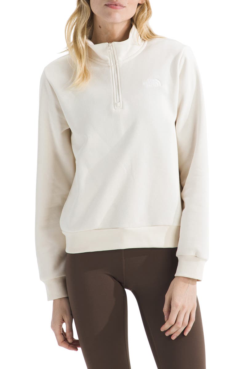 The North Face Evolution Simple Dome Cotton Blend Quarter Zip Sweatshirt, Main, color, White Dune