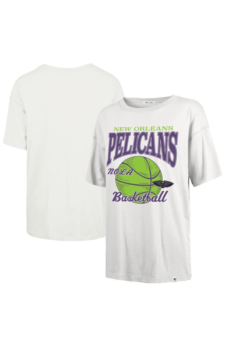 '47 Women's '47  White New Orleans Pelicans City Edition Down Court Sadie T-Shirt, Main, color, White