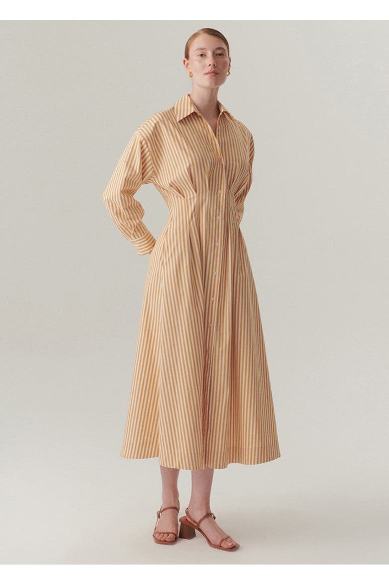 Sutton Collar Midi Dress, Alternate, color, CAMEL BEIGE