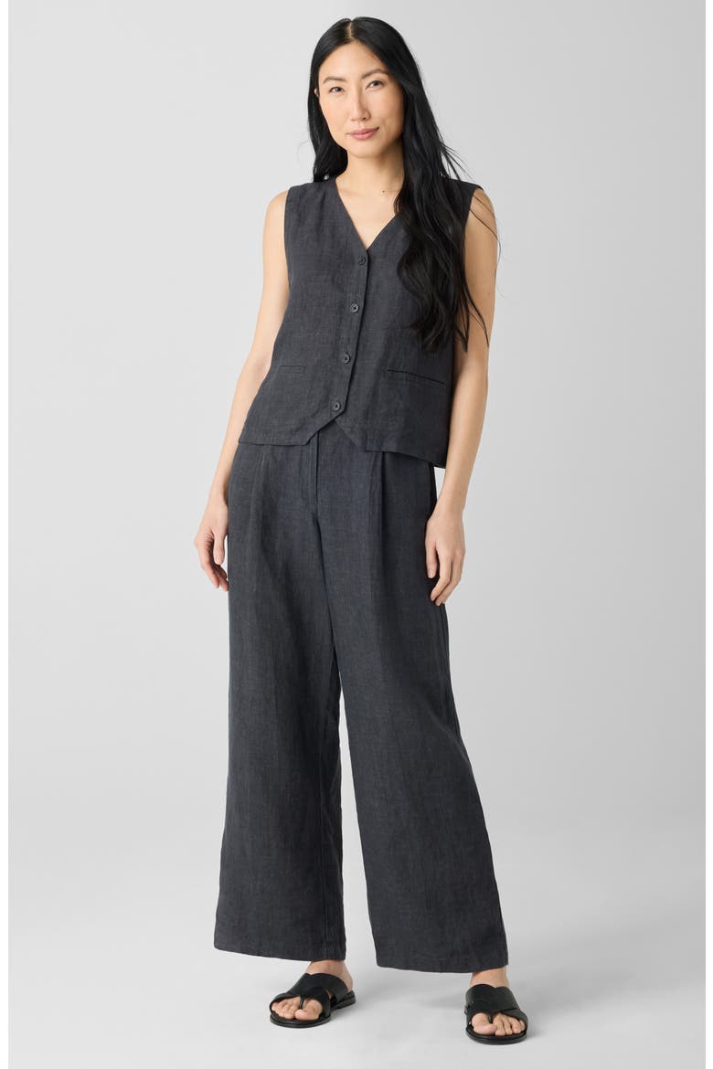Organic Linen Vest, Alternate, color, GRAPHITE
