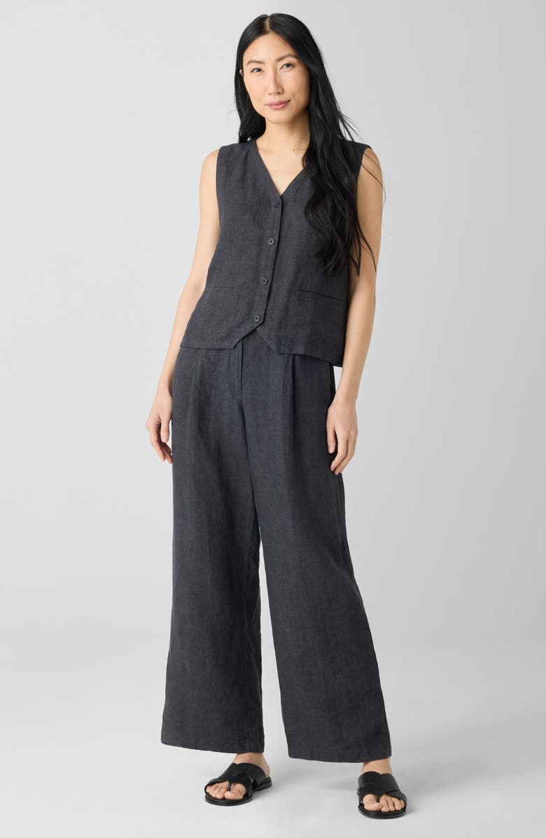Eileen Fisher Organic Linen Vest, Alternate, color, Graphite