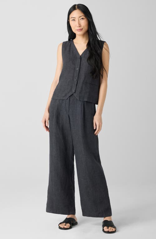 Eileen Fisher Linen Tie Back Vest In Graphite