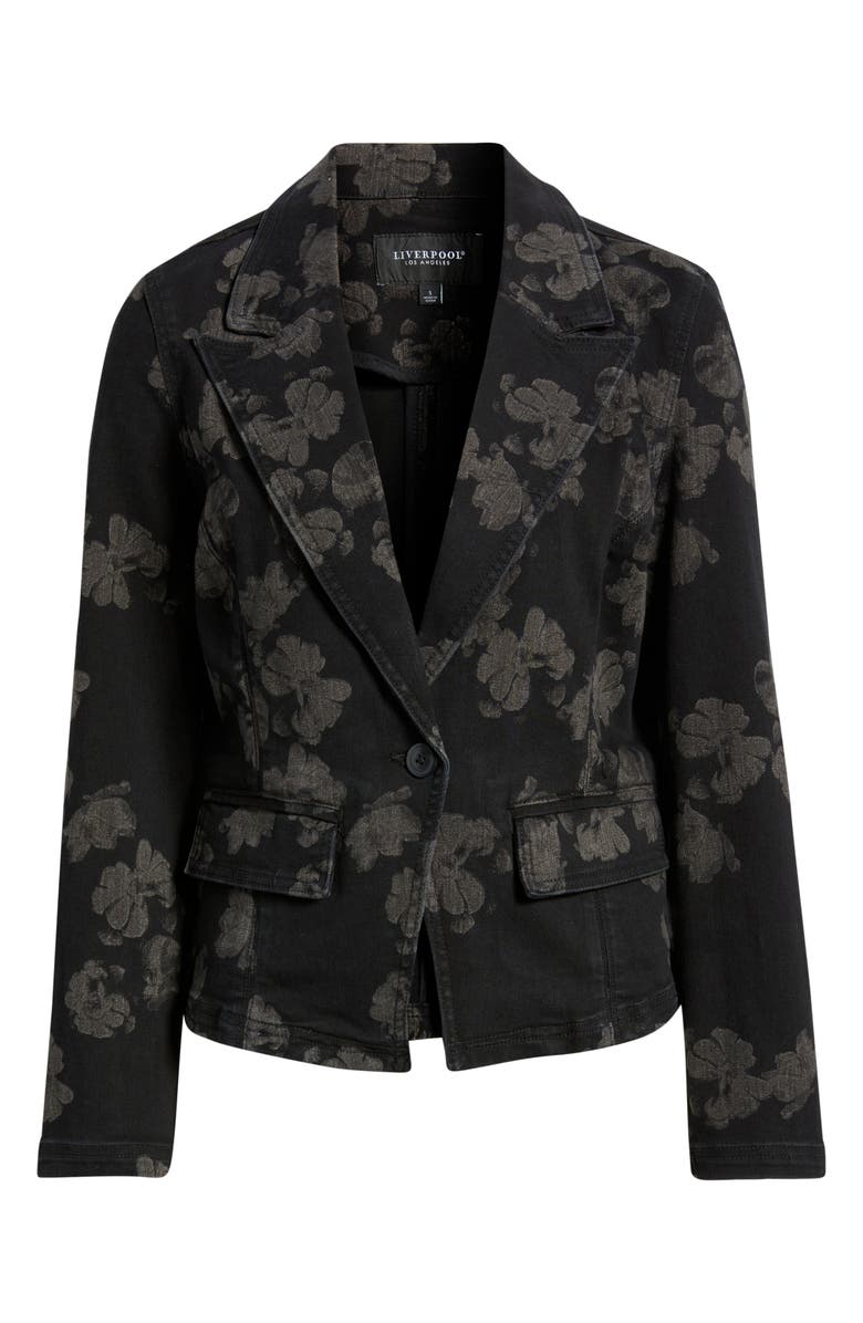 Liverpool Los Angeles Floral Denim Blazer, Alternate, color, All Over Floral