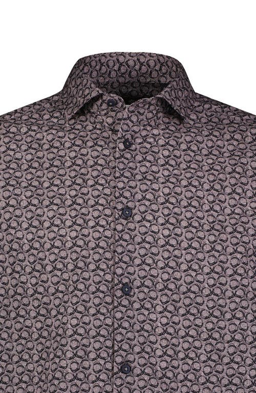 Luchiano Visconti Jade Circular Pattern Long Sleeve Shirt In Gray